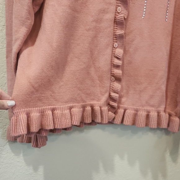 Badgley Mischka Blush Pink Knit Cardigan With Beautiful Embellishments - Picture 5 of 9